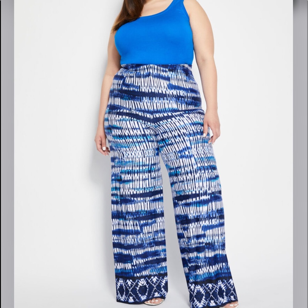 TIE DYE BORDER PRINT WIDE LEG PANT